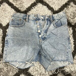 Blue Jean Cut-Off Shorts with Frayed Hem